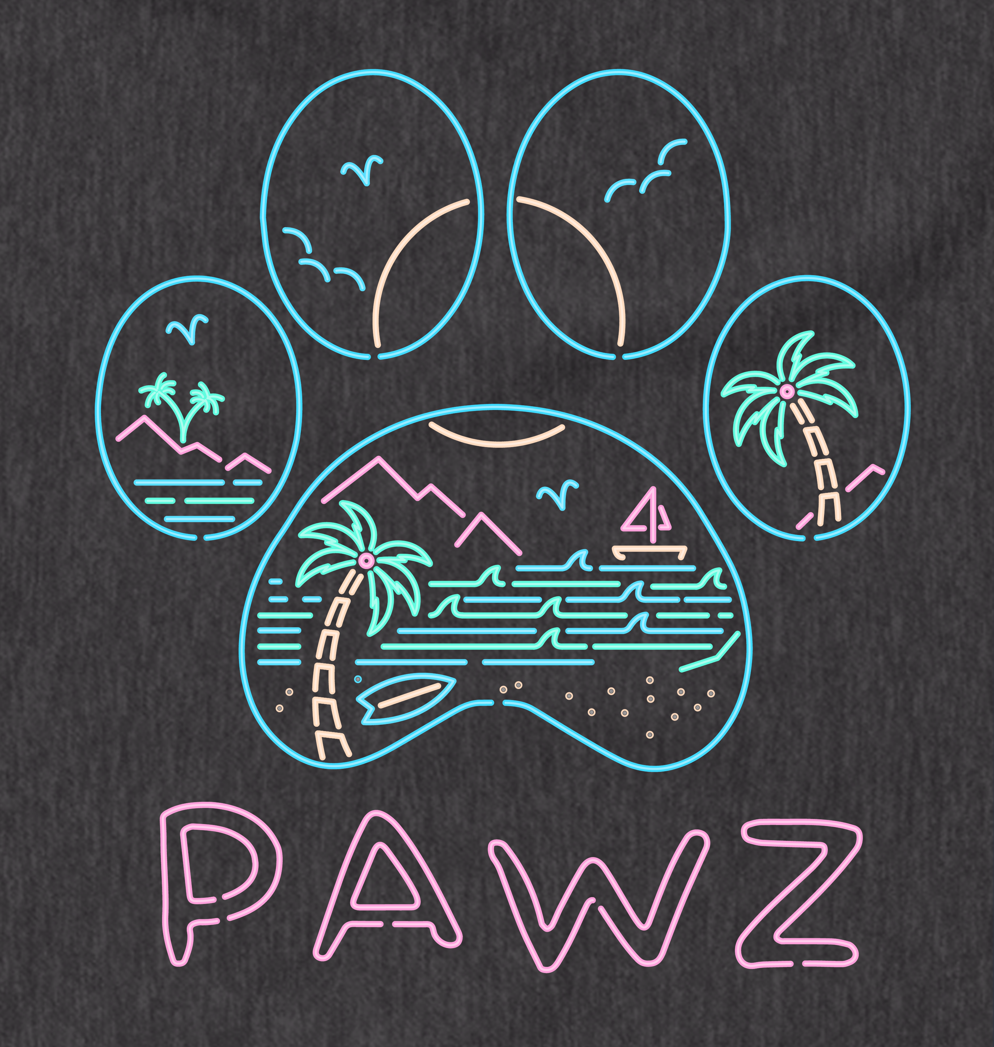 Neon Beach (Adult Hoodie)